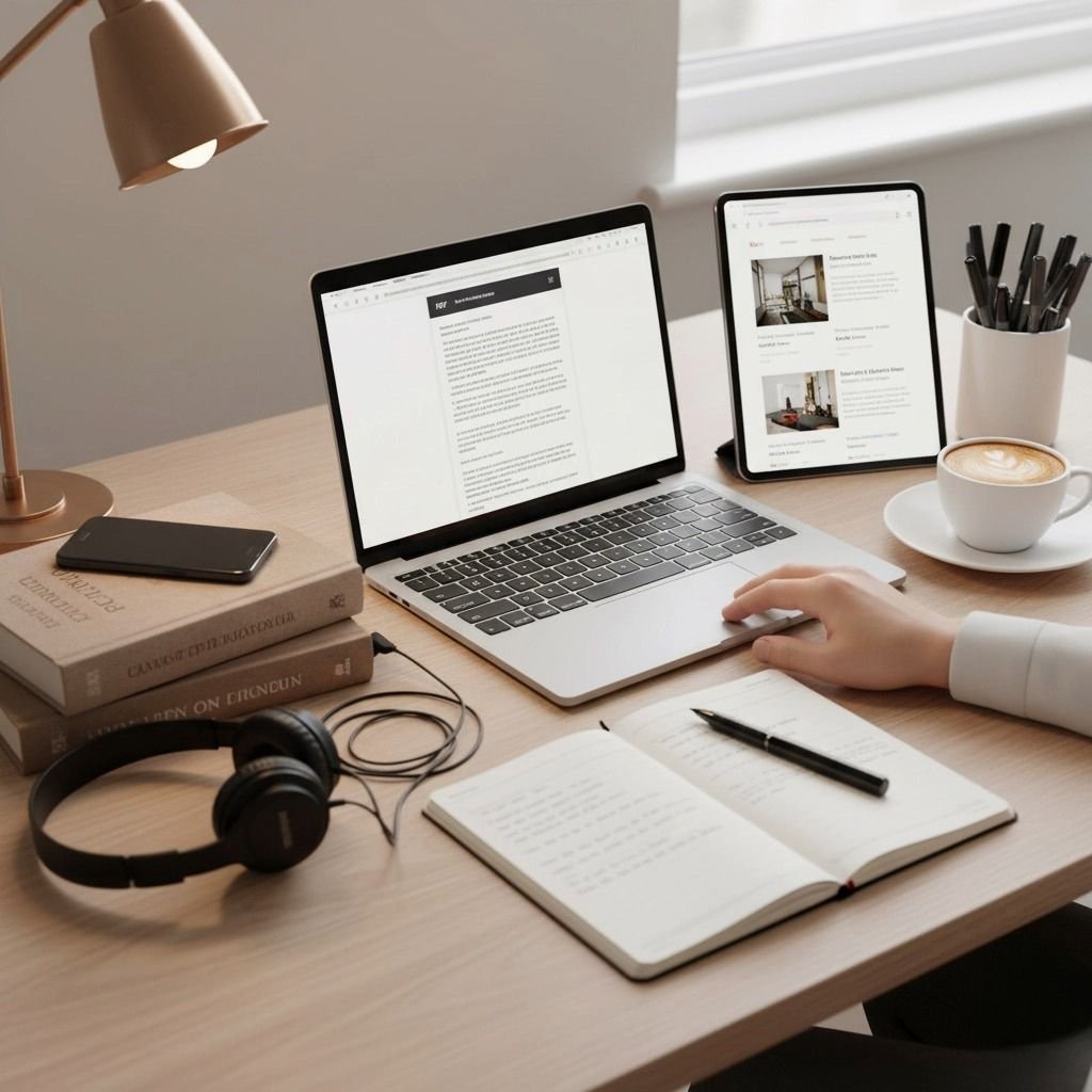 Persona trabajando con laptop y tablet analizando cursos online