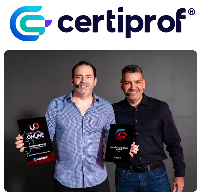 Universidad Online y Mauricio Duque como Certiprof Strategic Partner Speaker 2025 — alianza institucional verificable